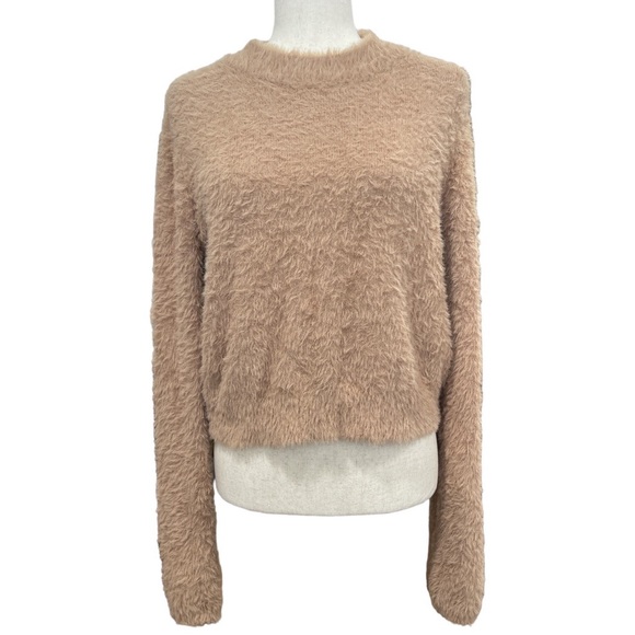 House of Harlow 1960 Revolve Camel Alicia Fuzzy Crop Sweater S - Picture 2 of 9